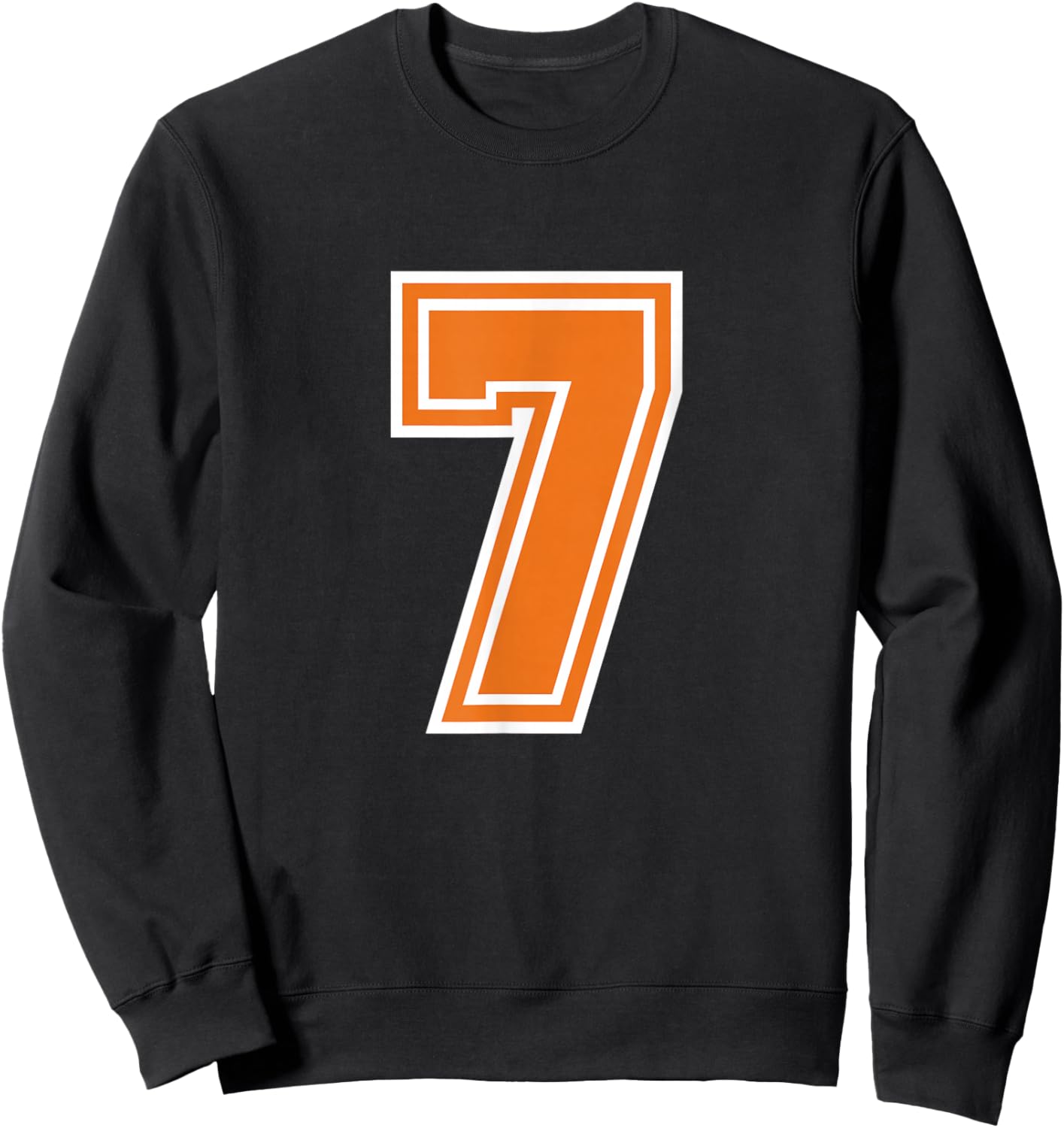 Number 7 Orange Varsity Sports Team Sweatshirt - Sweatshirt | Black