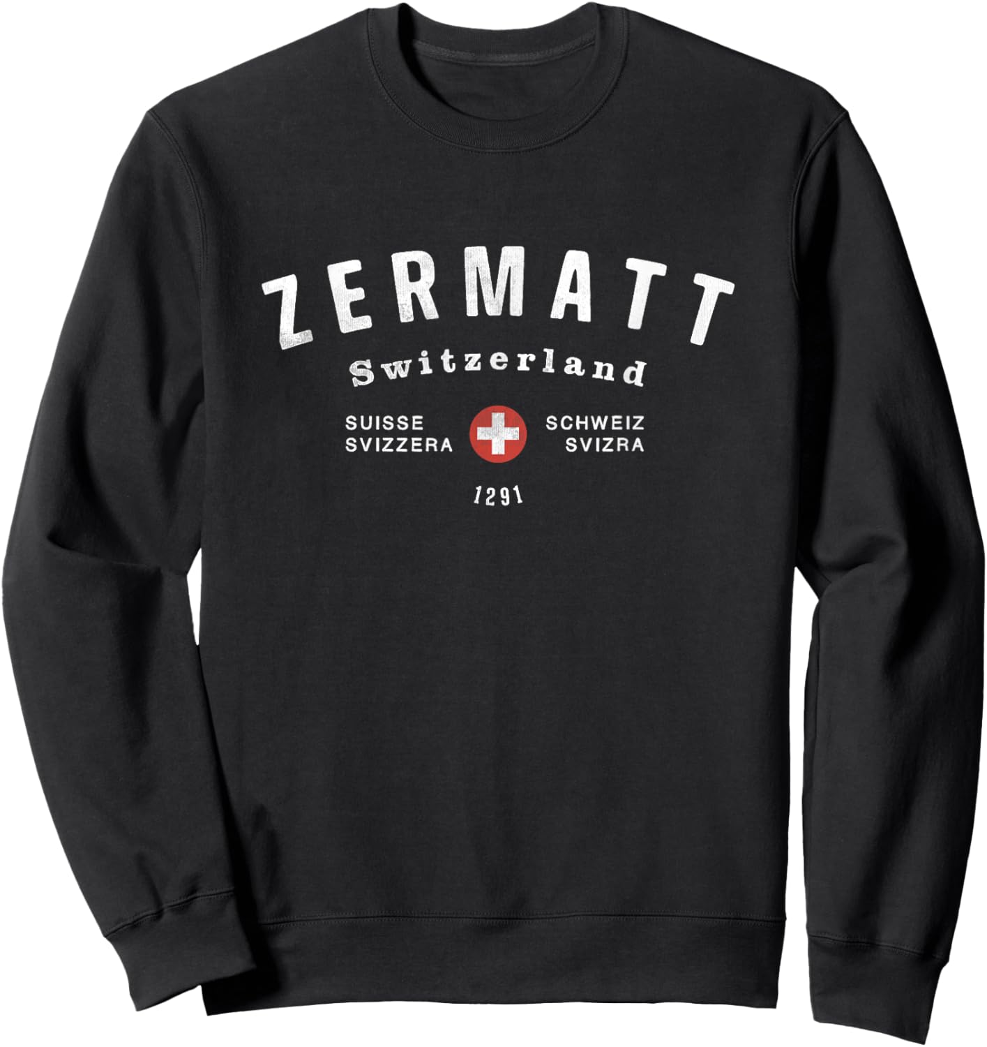 Zermatt Switzerland Vintage Retro Sports Style College Sweatshirt - Sweatshirt | Black