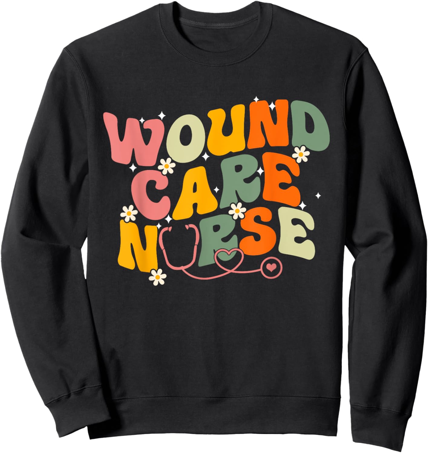 Groovy Wound Care Nurse RN Wound Nursing - Adults, Black, Small, Short Sleeve, , Classic Fit, Modern, Letter Print, Pull On, 1 Count Sweatshirt - Sweatshirt | Black