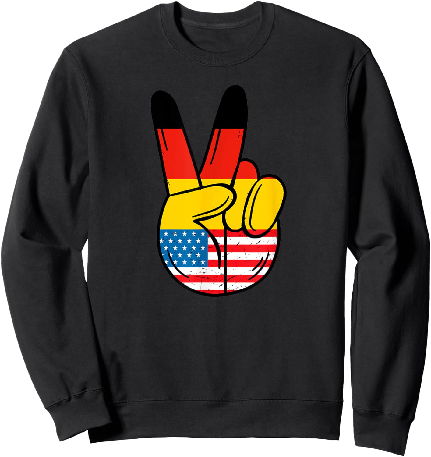Half German And Half American Germany Usa Flag Peace Sign Sweatshirt - Sweatshirt | Black