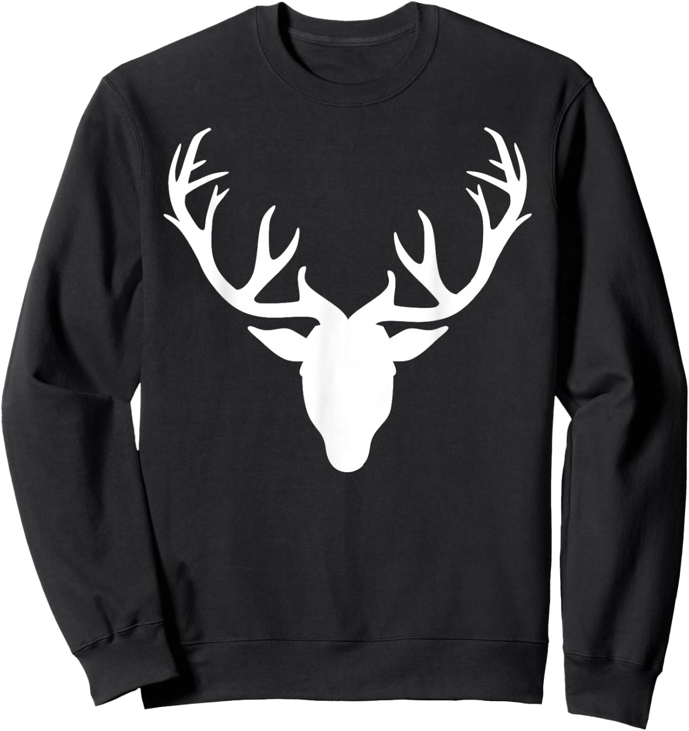 Deer Head Antlers Sweatshirt - Sweatshirt | Black