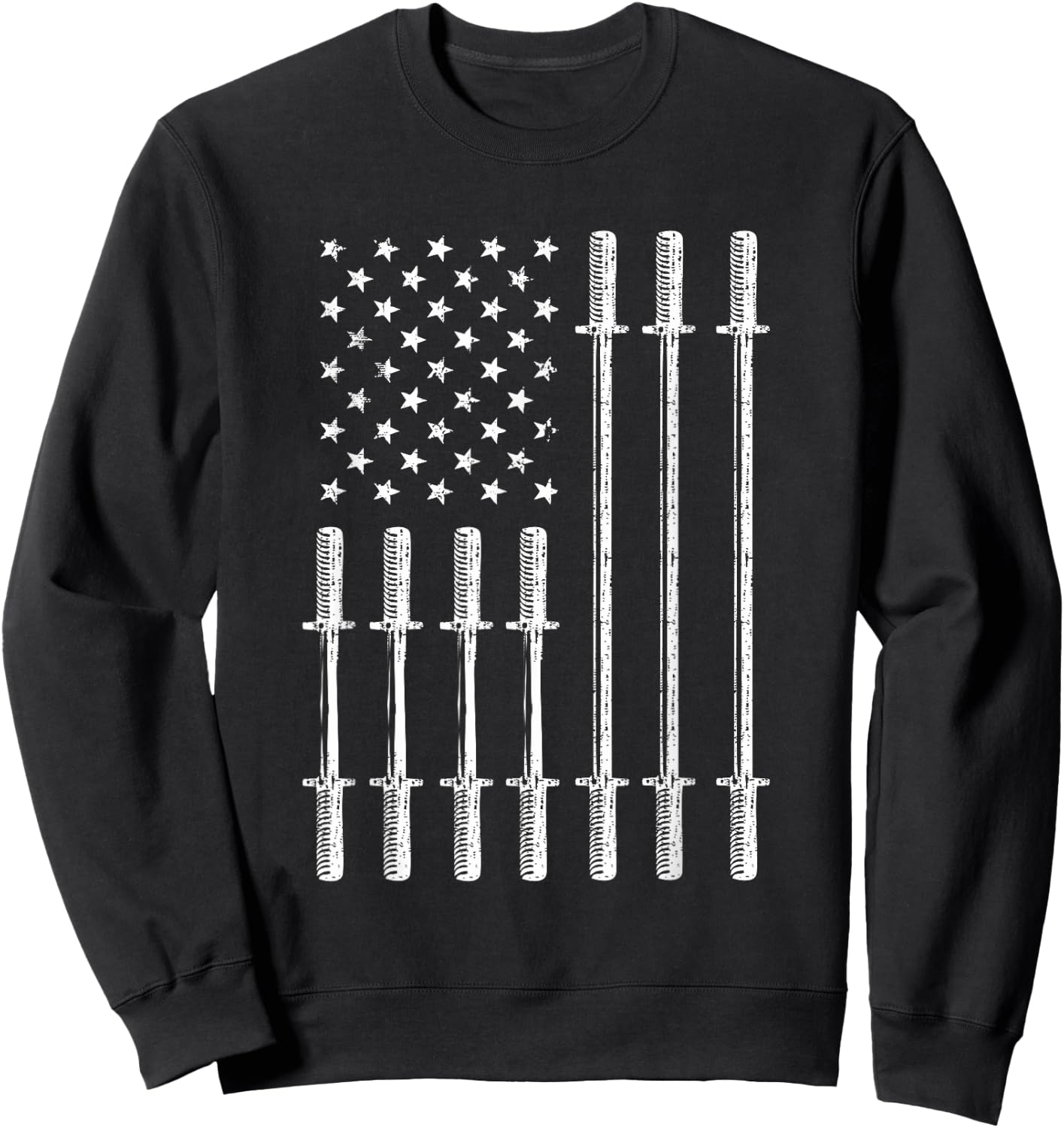 USA Flag Bar Weightlifting Patriotic American US Flag Gym Sweatshirt - Sweatshirt | Black