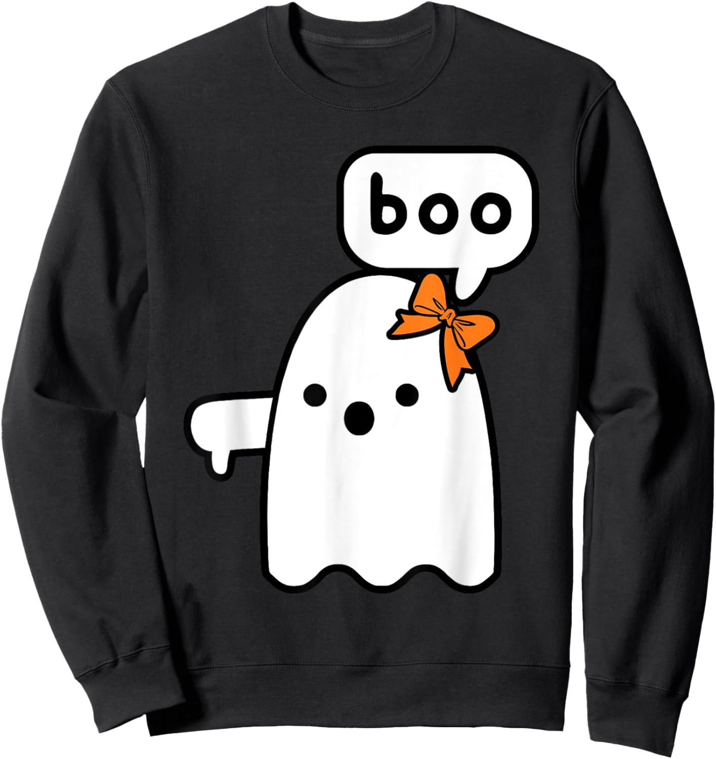 Thumbs Down Ghost Screaming Boo Ghost halloween Girls Sweatshirt - Sweatshirt | Black