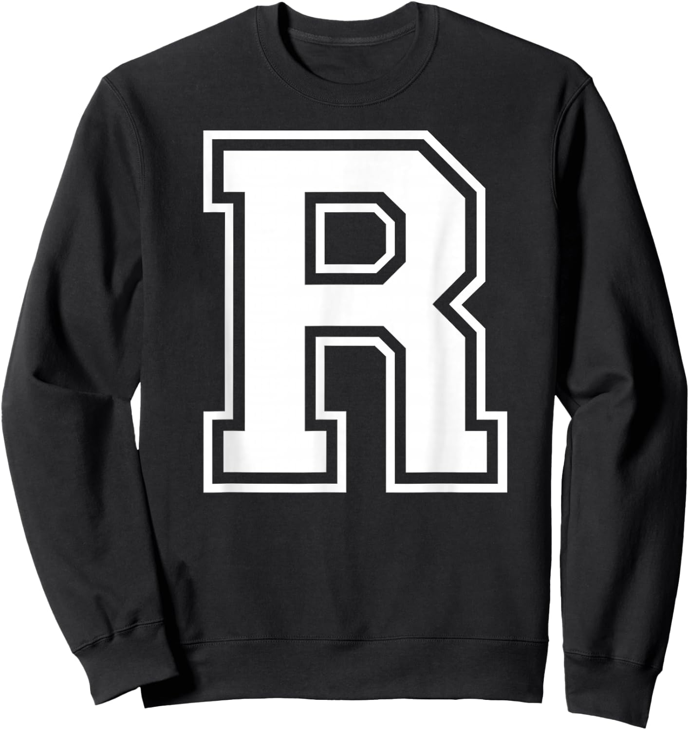 Letter R Capital Alphabet College Varsity Monogram Club Sweatshirt - Sweatshirt | Black