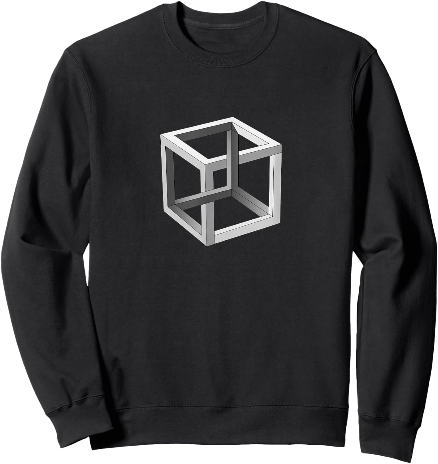 Geometric Cube Impossible Brain Bender Eye Trick Gift Sweatshirt - Sweatshirt | Black