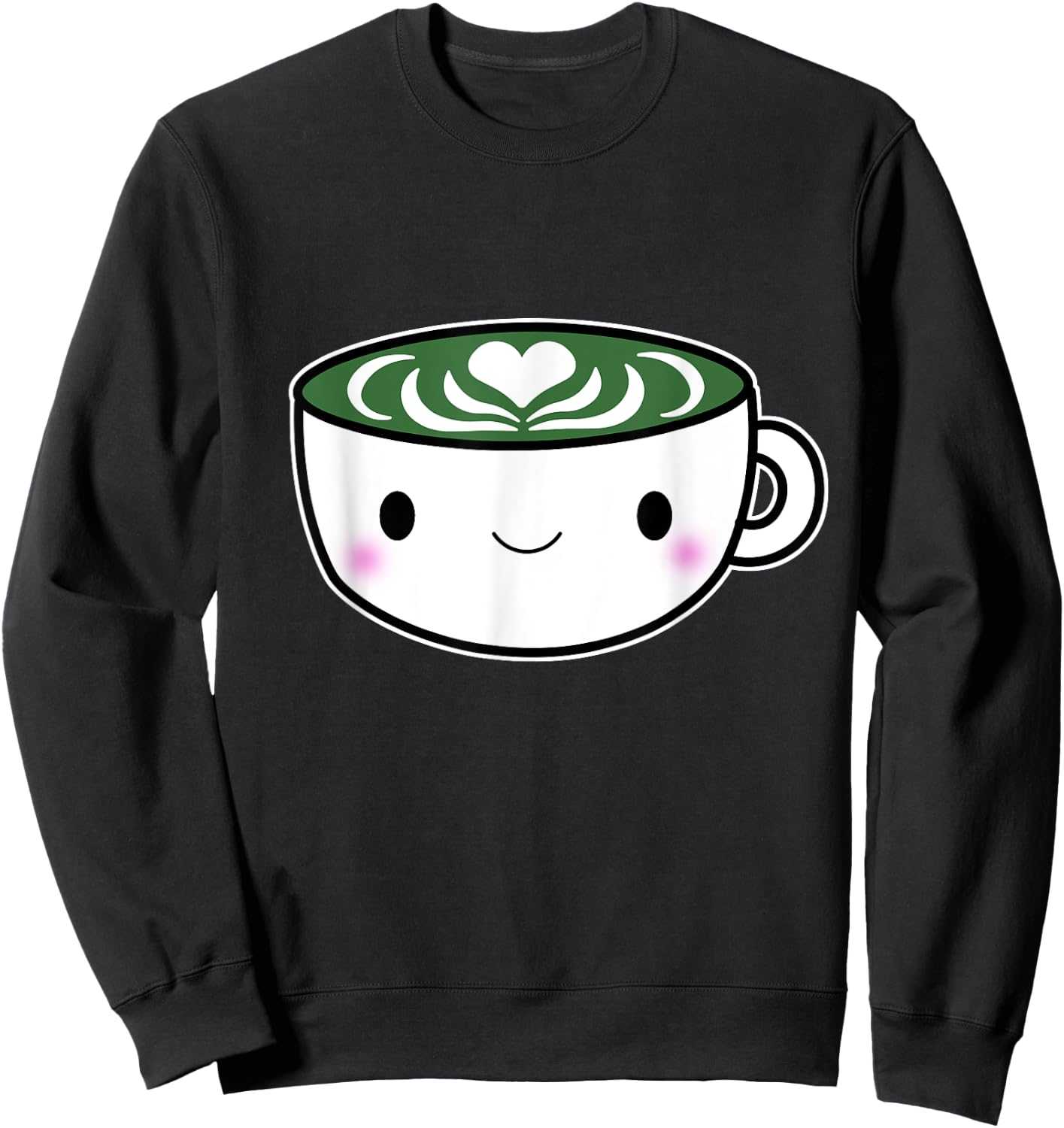 Matcha Shirts Green Tea Latte Kawaii Cute Sweatshirt - Sweatshirt | Black