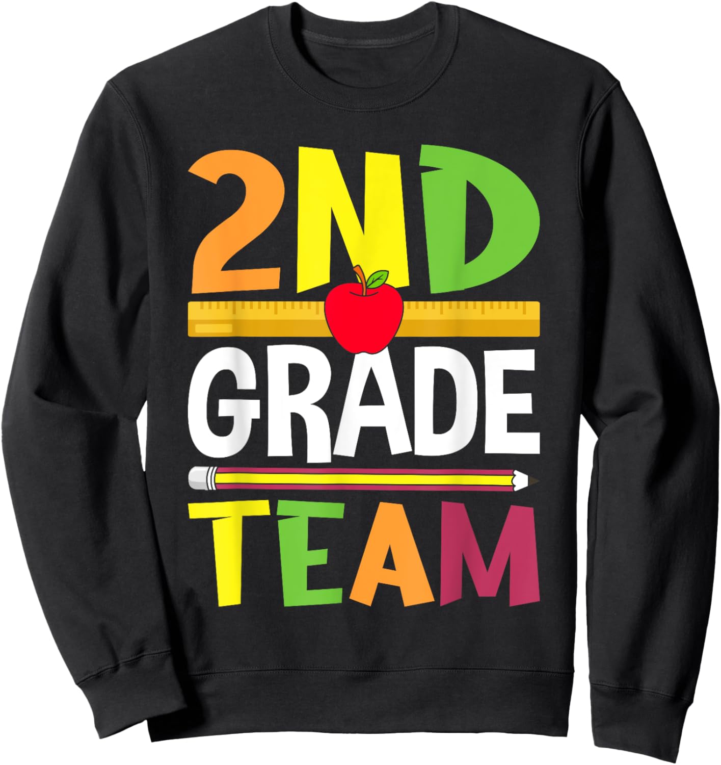 2nd Grade Team 2nd Grade Squad Teacher Sweatshirt - Sweatshirt | Black