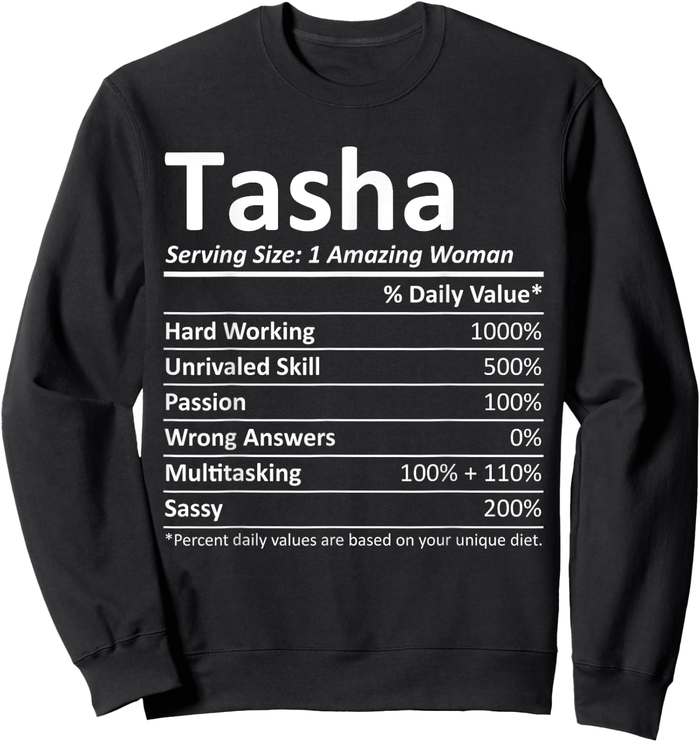 TASHA Nutrition Personalized Name Funny Christmas Gift Sweatshirt - Sweatshirt | Black