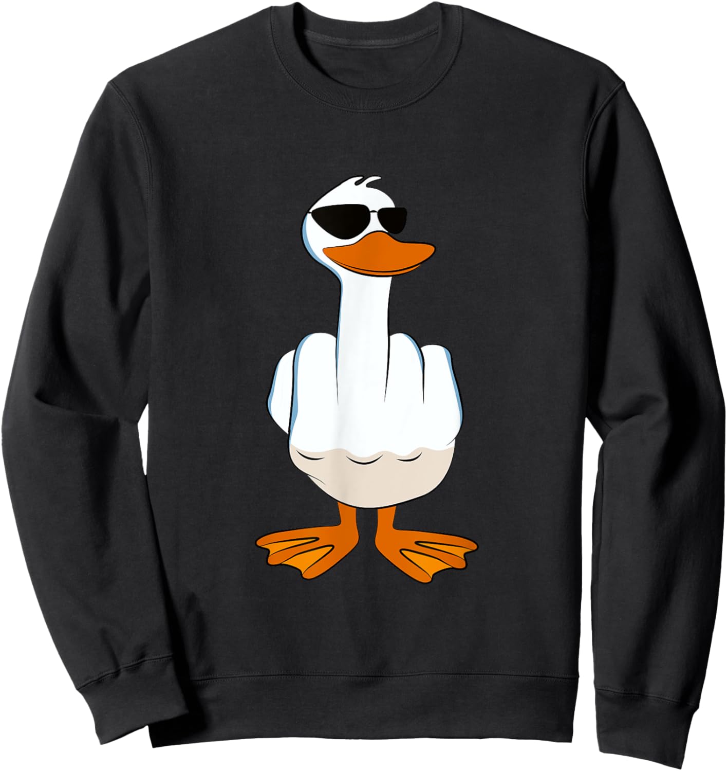 I Don't Give A Duck Funny Middle Finger Offensive Rude Duck Sweatshirt - Sweatshirt | Black