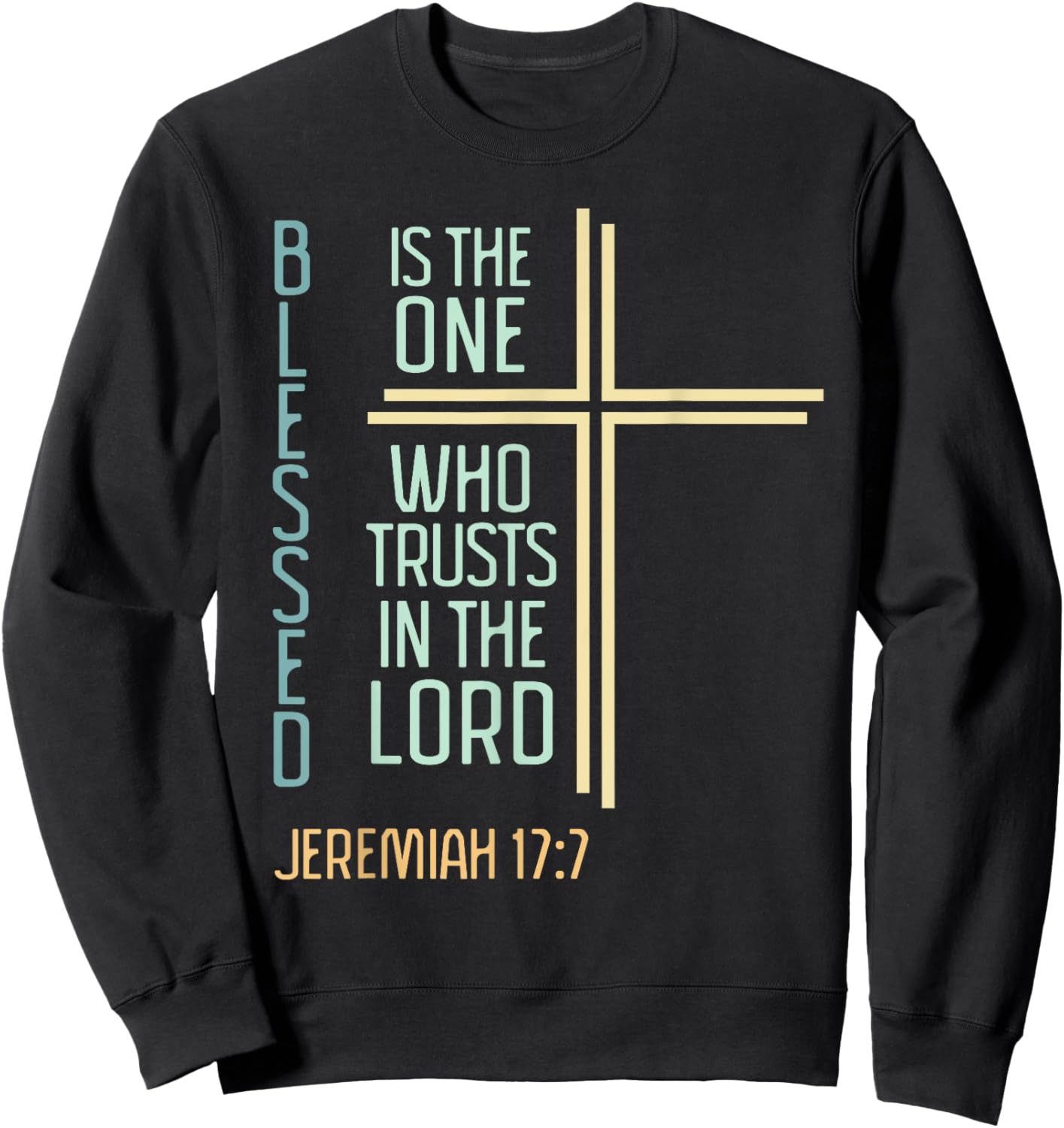 Christian Bible Verse Blessed Jeremiah Retro Cross Women Sweatshirt - Sweatshirt | Black
