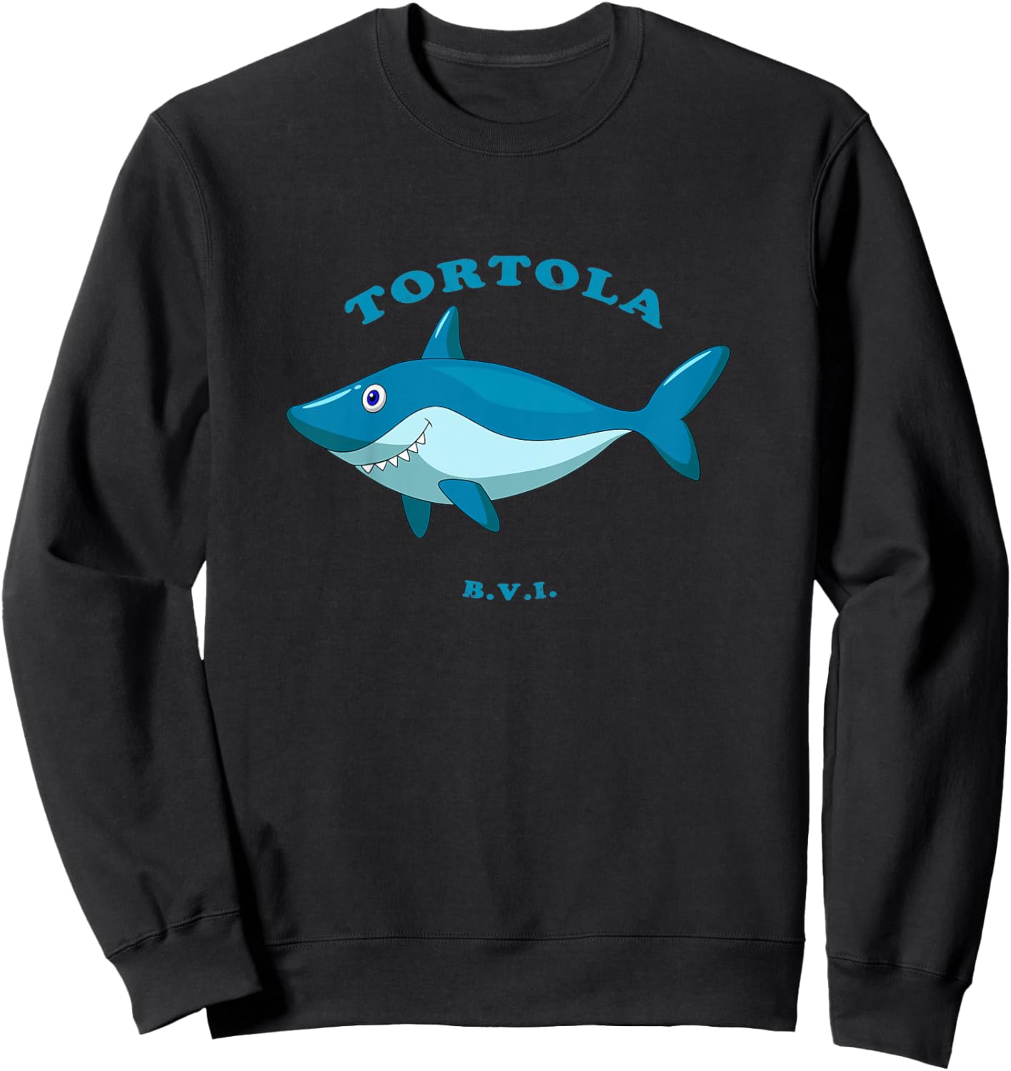 Kids Children's Tortola, BVI Shark Vacation Sweatshirt - Sweatshirt | Black