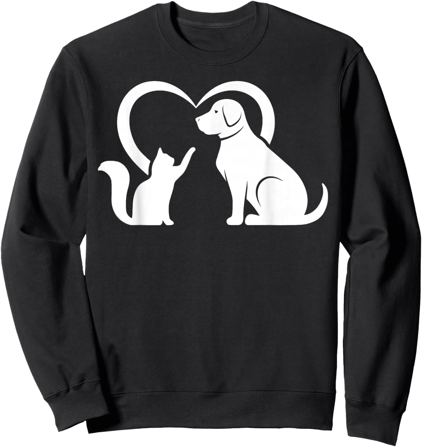 Dog Puppy and Baby Cat Heart - Animal Dog & Cat Heart Sweatshirt - Sweatshirt | Black