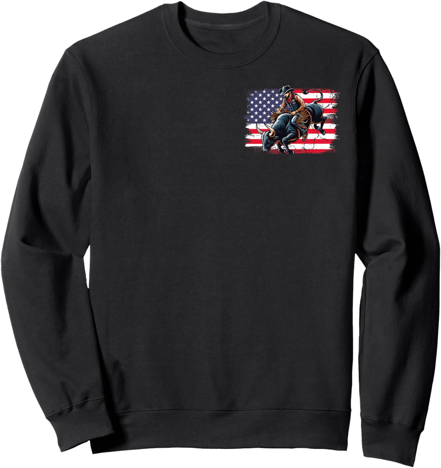 Patriotic Bull Riding Rodeo American Cowboys Sweatshirt - Sweatshirt | Black