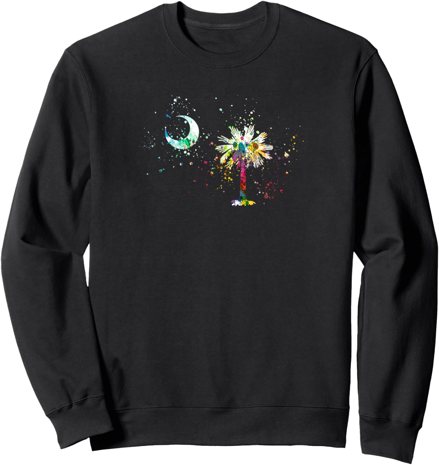 South Carolina Flag Palmetto Tree and Moon Colourful Design Sweatshirt - Sweatshirt | Black
