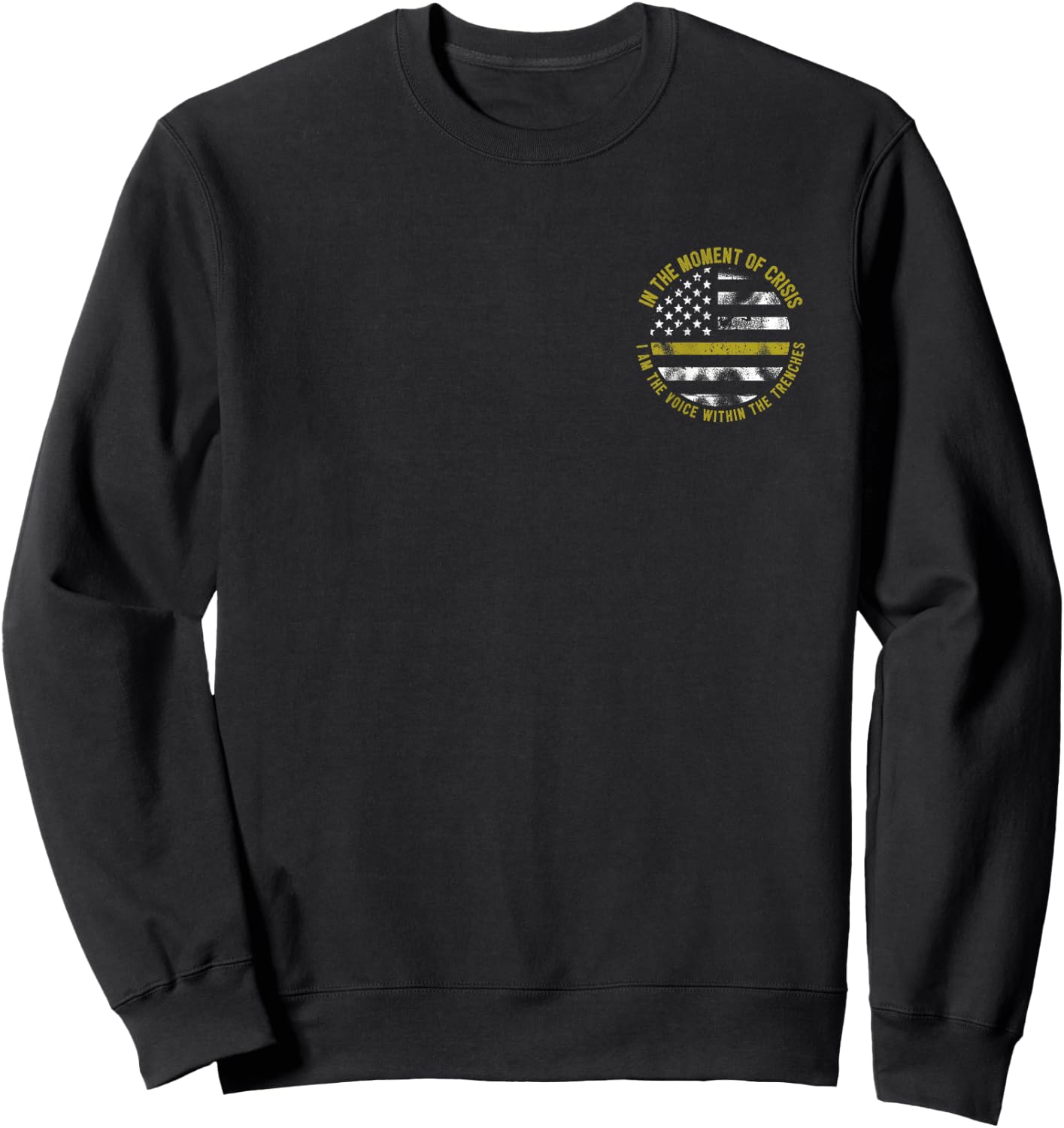 Police and Fire 911 Dispatcher Thin Gold Line Flag Sweatshirt - Sweatshirt | Black