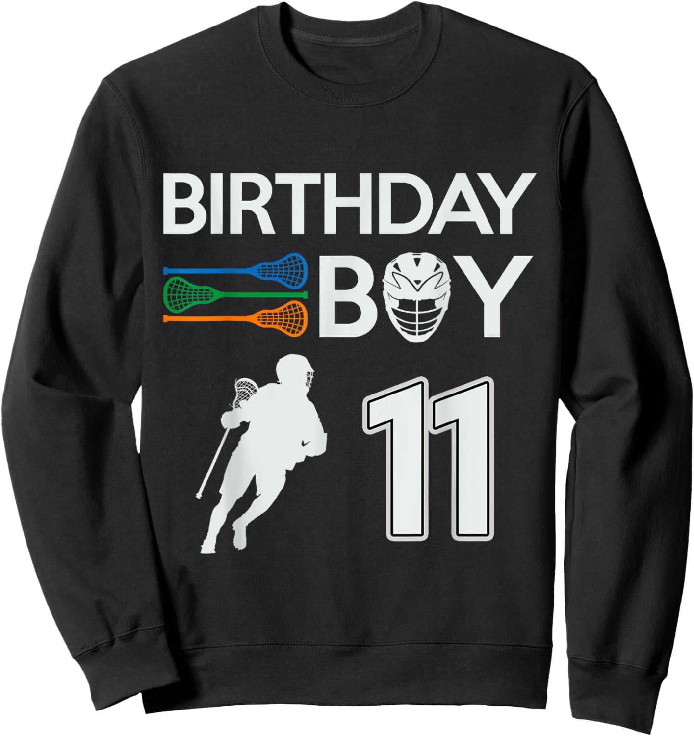 11 Years Old Birthday Boy Lacrosse LAX Player Boys Kids Sweatshirt - Sweatshirt | Black