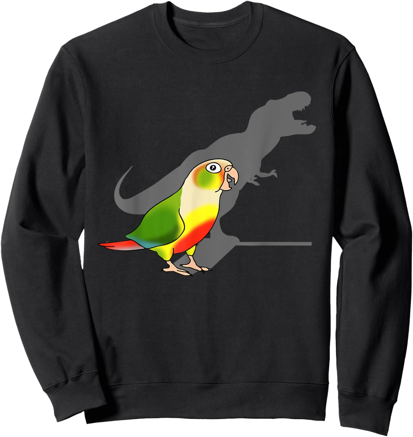 Funny Birb Memes T-rex shadow Green Cheeked Pineapple Conure Sweatshirt - Sweatshirt | Black