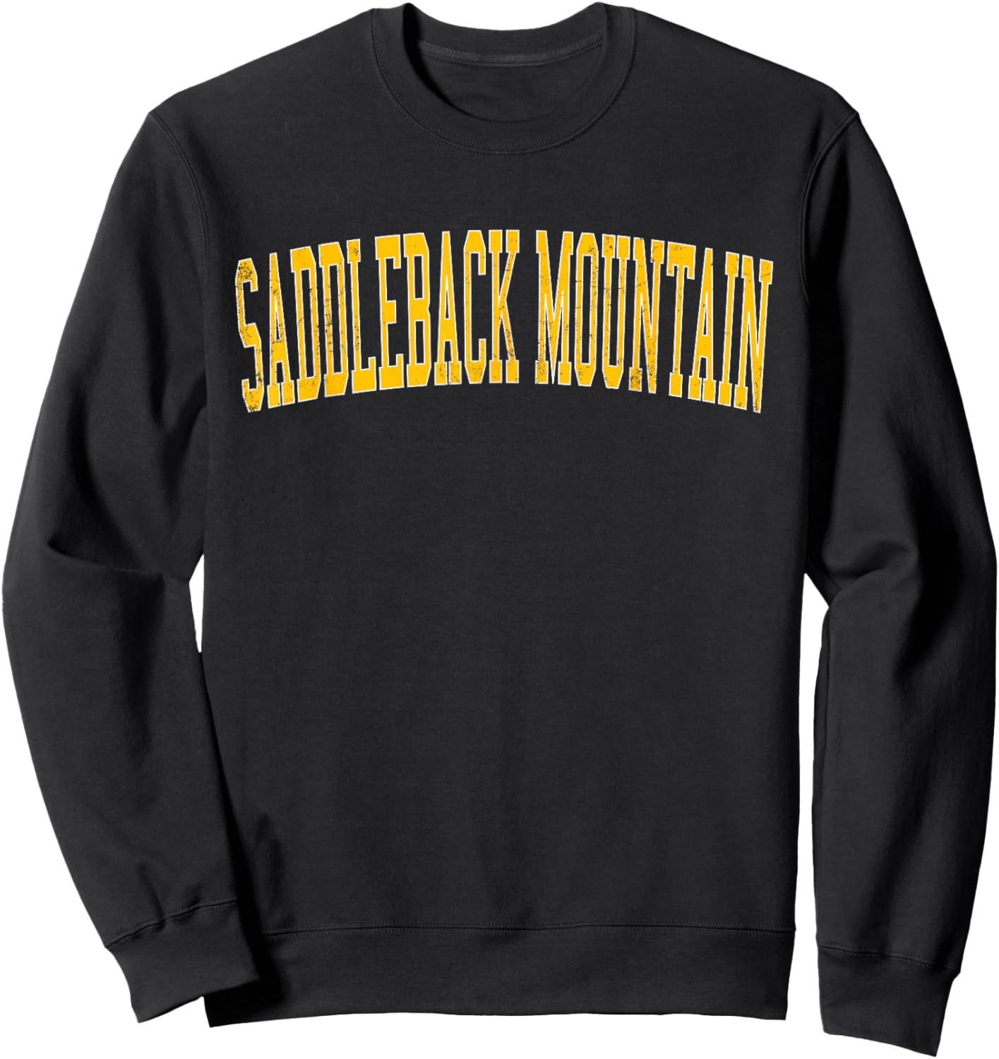 Vintage Saddleback Mountain Distressed Gold Varsity Style Sweatshirt - Sweatshirt | Black