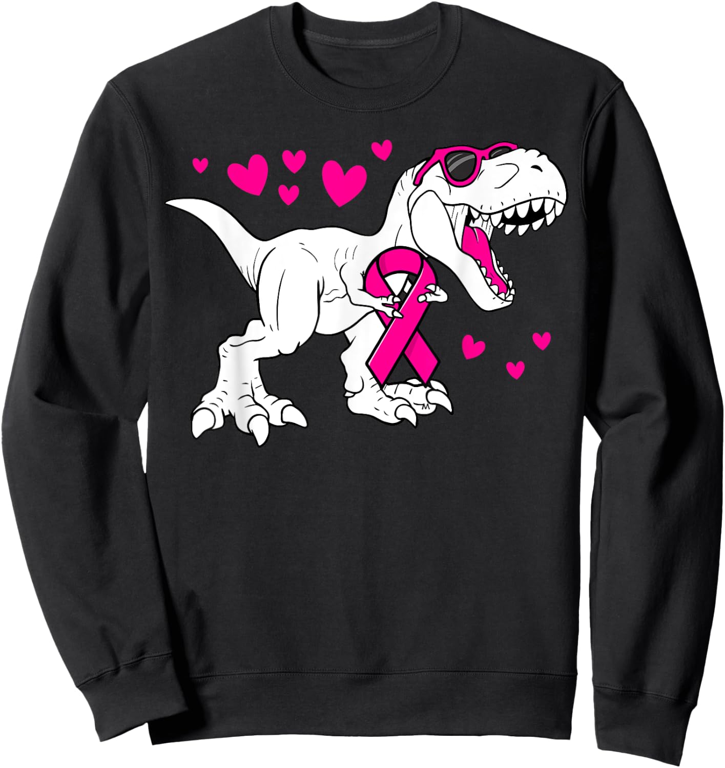 Pink Ribbon T-Rex Kids Breast Cancer Awareness Boys Toddler Sweatshirt - Sweatshirt | Black