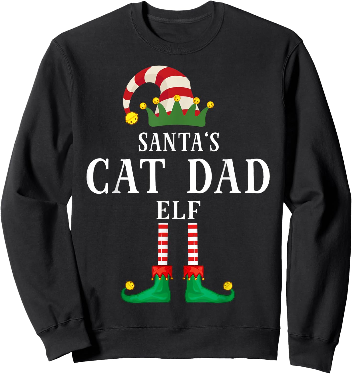 Santa's Cat Dad Christmas Family Pajama Sweatshirt - Sweatshirt | Black