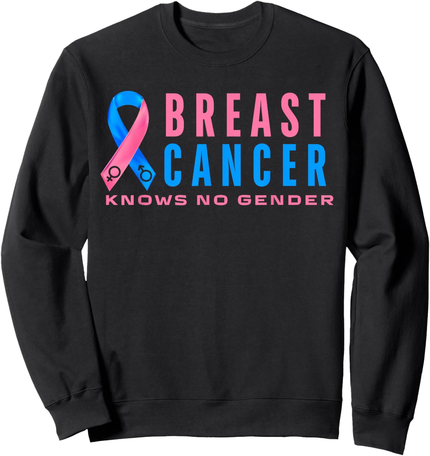 Breast Cancer Men Awareness Pink Blue Male Breast Cancer Sweatshirt - Sweatshirt | Black