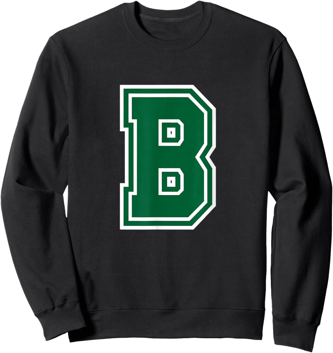 Letter B Monogram Initial Green Sweatshirt - Sweatshirt | Black