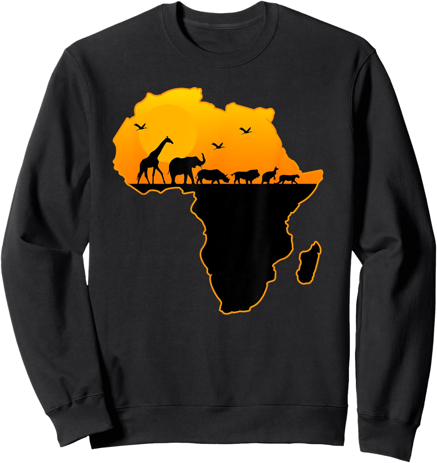 Exotic Safari Animals Silhouette Sizzling Africa Continent Sweatshirt - Sweatshirt | Black