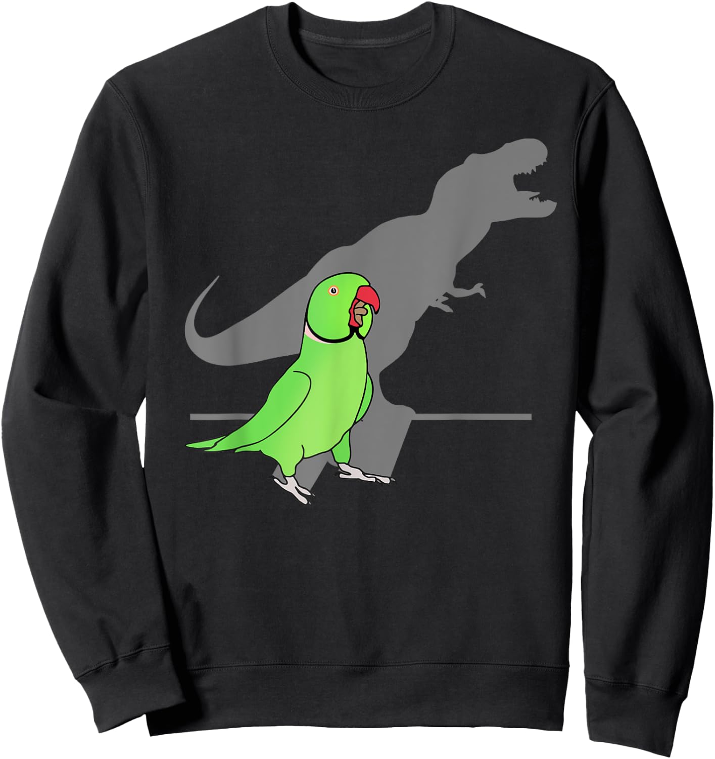 T-rex Green Indian ringneck, Pet Birb memes Screaming Parrot Sweatshirt - Sweatshirt | Black