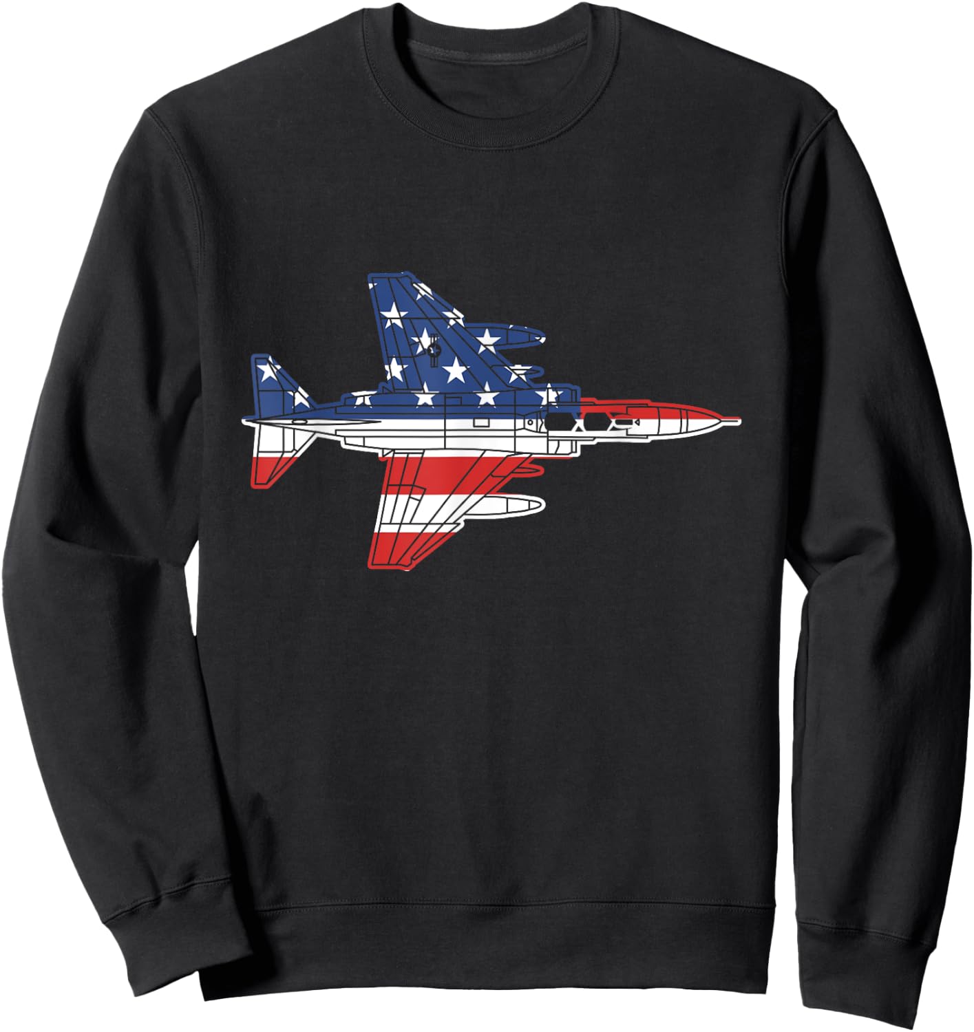 F-4 Phantom Fighter Jet Airplane Schematic American Flag F4 Sweatshirt - Sweatshirt | Black