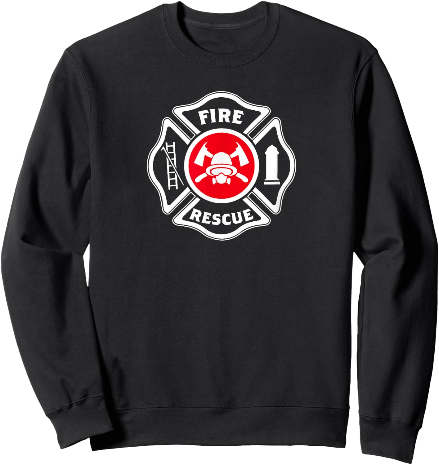 Fire & Rescue Maltese Cross Firefighter Gift Sweatshirt - Sweatshirt | Black