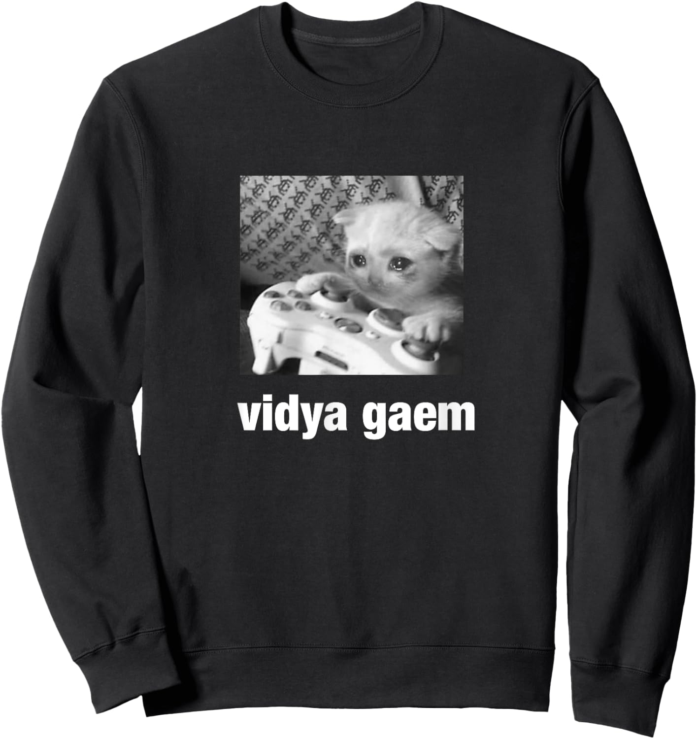 Cursed Cat Funny Vidya Gaem Sweatshirt - Sweatshirt | Black