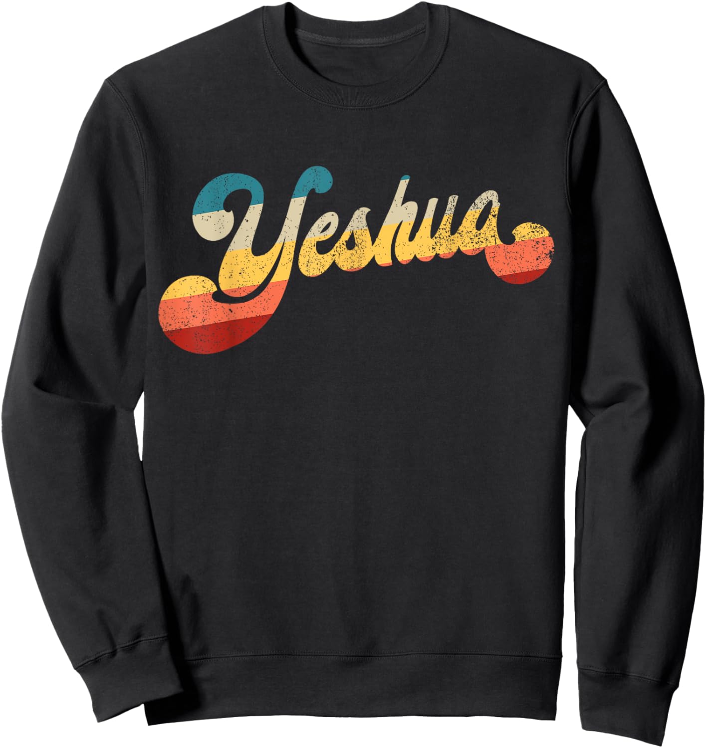 Yeshua Jesus in Hebrew Christian Faith Peace Retro Yeshua Sweatshirt - Sweatshirt | Black