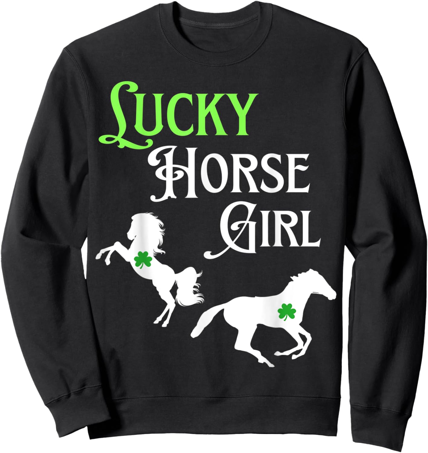 Lucky Cowgirl Horse Girl St. Paddy's Day Sweatshirt - Sweatshirt | Black
