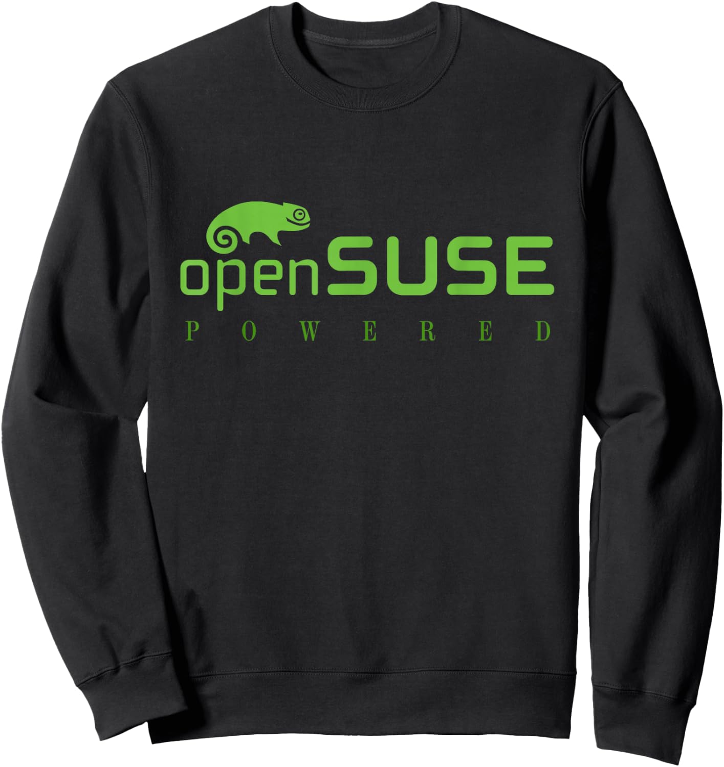 Powered by Linux openSUSE tagline & Logo Open Source Os Sweatshirt - Sweatshirt | Black