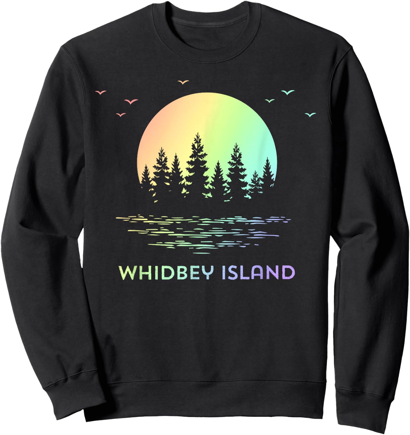 Whidbey Island Washington Sunset Design Nature Sweatshirt - Sweatshirt | Black