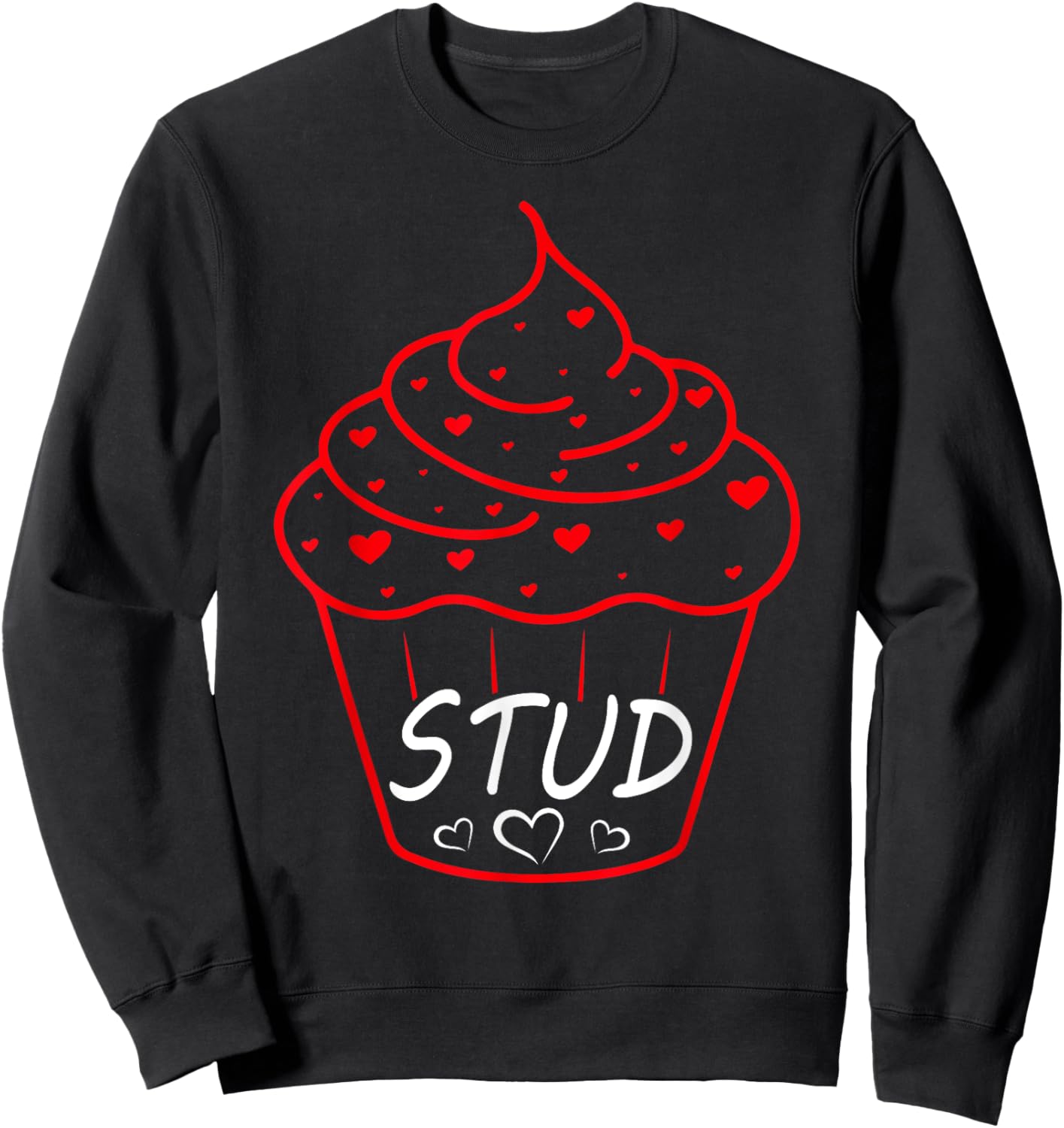 Love Heart Stud Muffin Cupcake Valentines Day Sweatshirt - Sweatshirt | Black