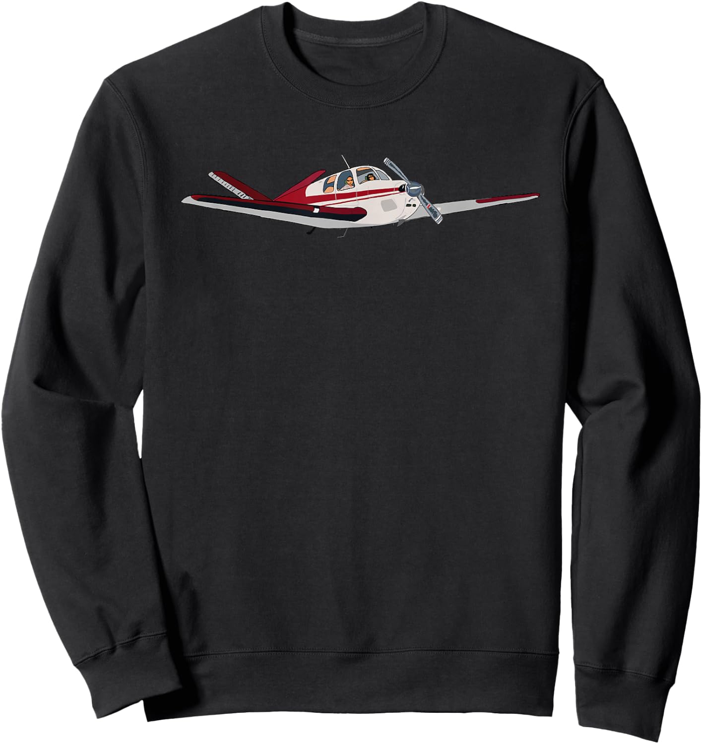 Bonanza 35 V-Tail Airplane Illustration Sweatshirt - Sweatshirt | Black