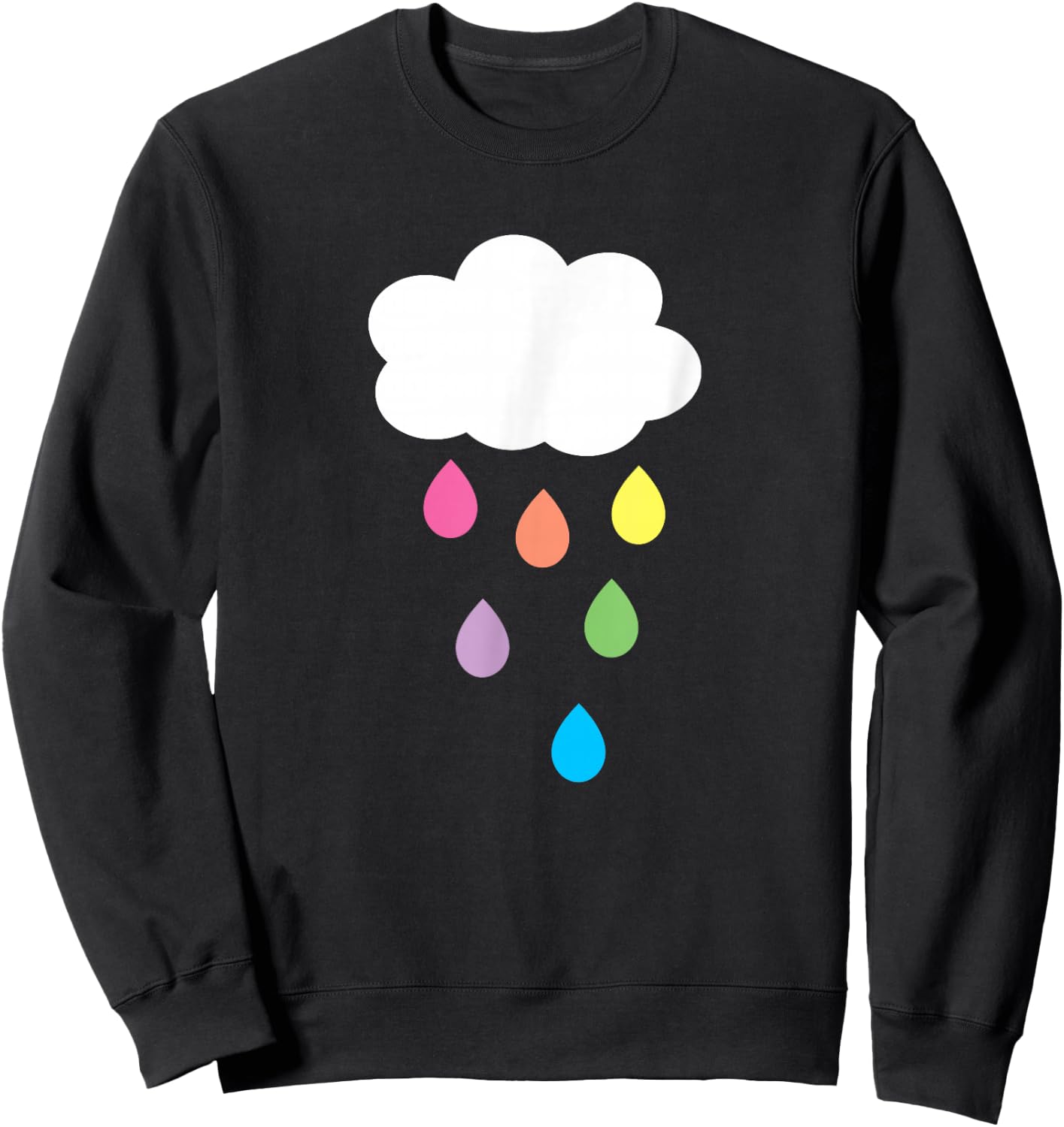 Cloud with Rainbow Raindrops Sweatshirt - Sweatshirt | Black