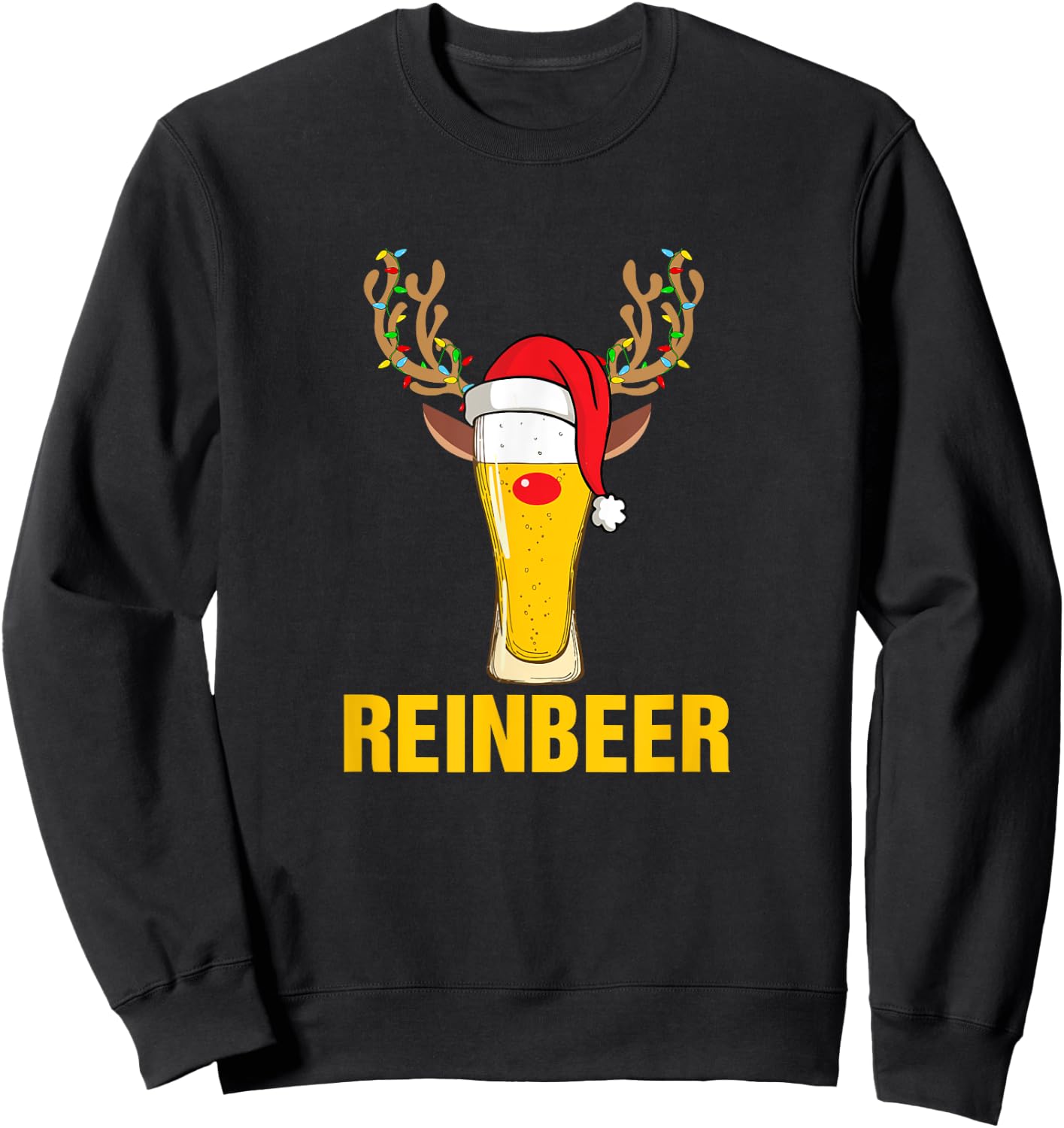 Reinbeer Santa Claus Reindeer Beer Funny Christmas Drinking Sweatshirt - Sweatshirt | Black