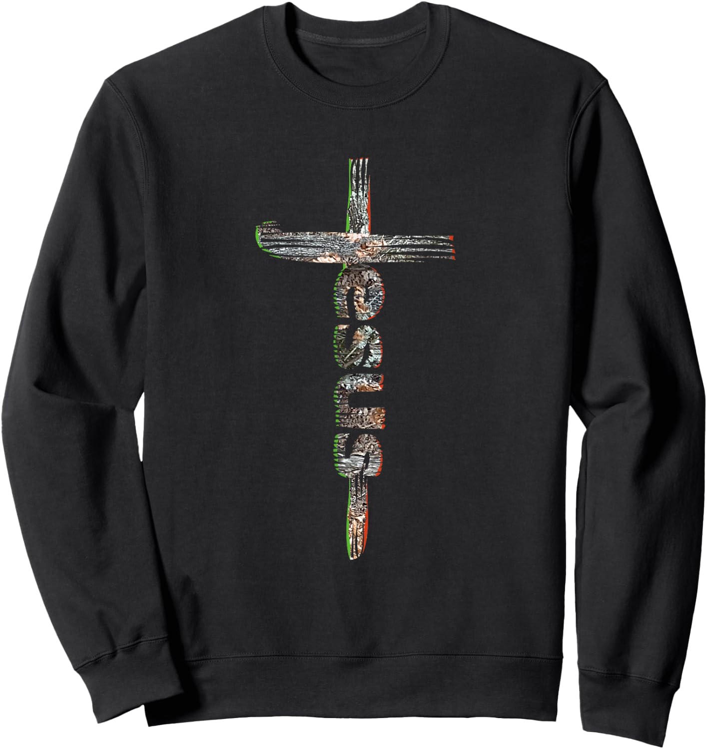 Camo Jesus Cross Sweatshirt - Sweatshirt | Black