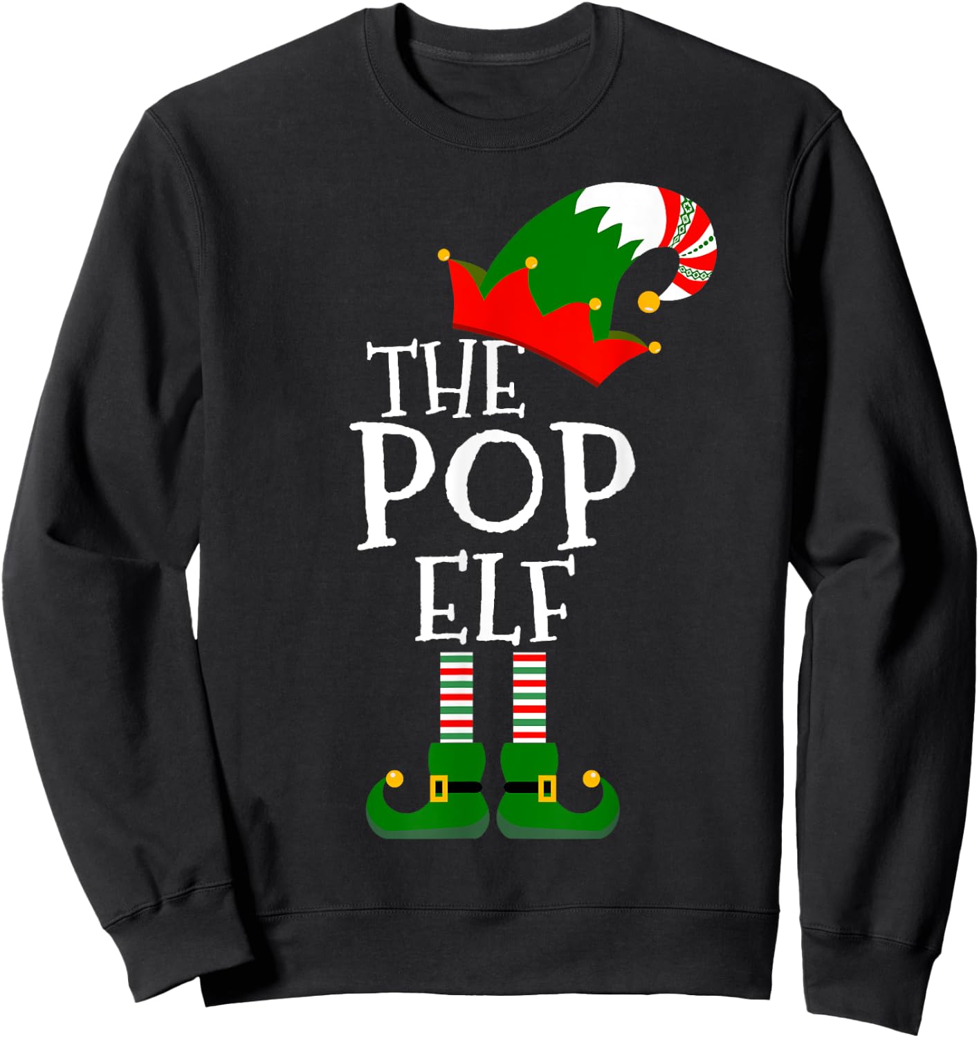 Easy The Pop Elf Costume Matching Family Group Christmas Sweatshirt - Sweatshirt | Black