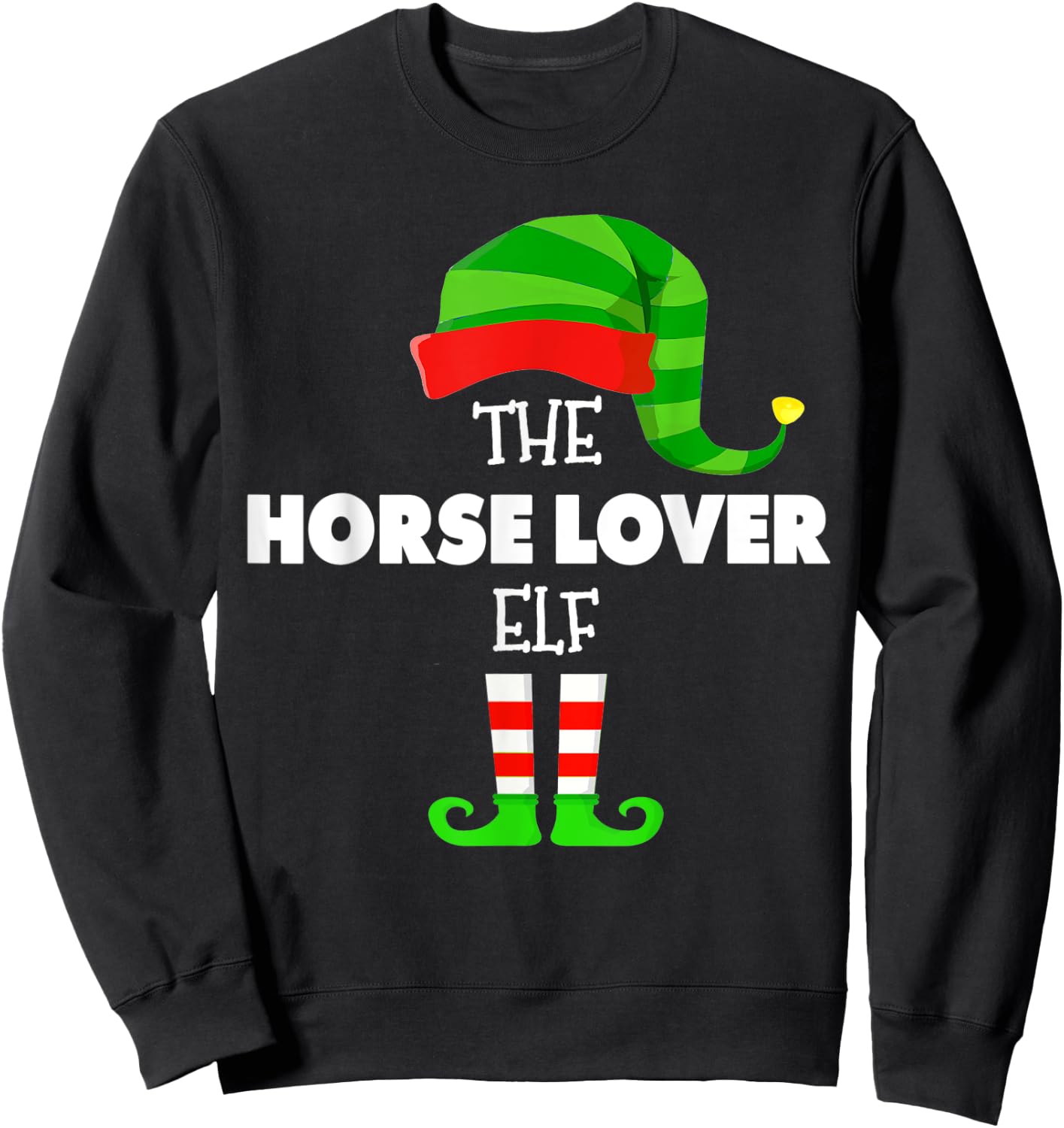 The HORSE LOVER ELF Group Matching Family Christmas PJS Sweatshirt - Sweatshirt | Black