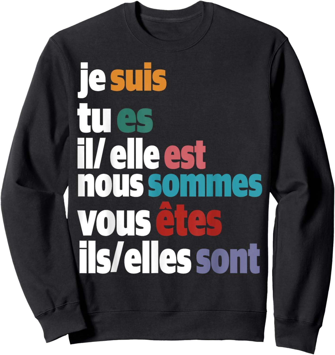 Jesuis Tu Es Il Elle Est Nous Sommes Vous Etes Ils Elles Son Sweatshirt - Sweatshirt | Black