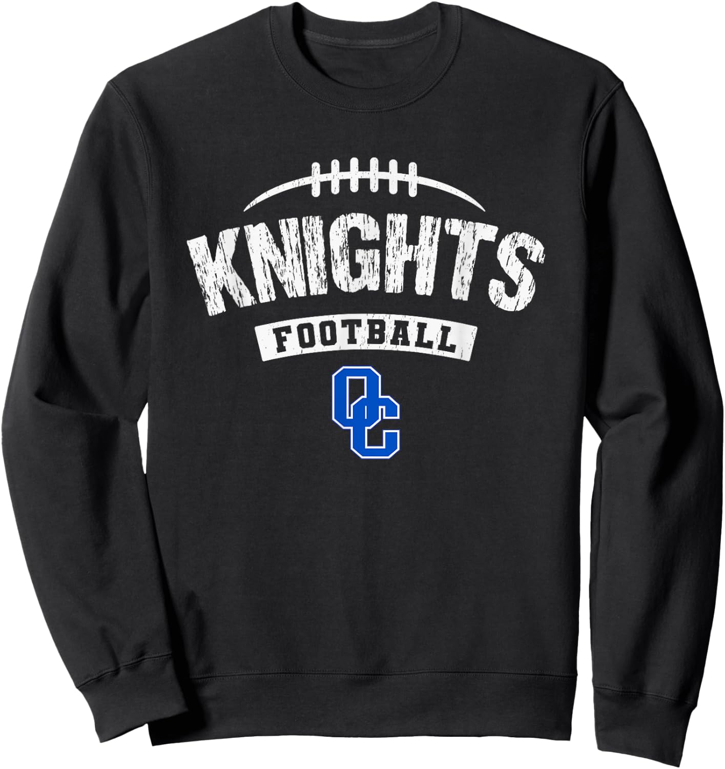 Oak Creek Knights Logo Football Distressed HS Sweatshirt - Sweatshirt | Black