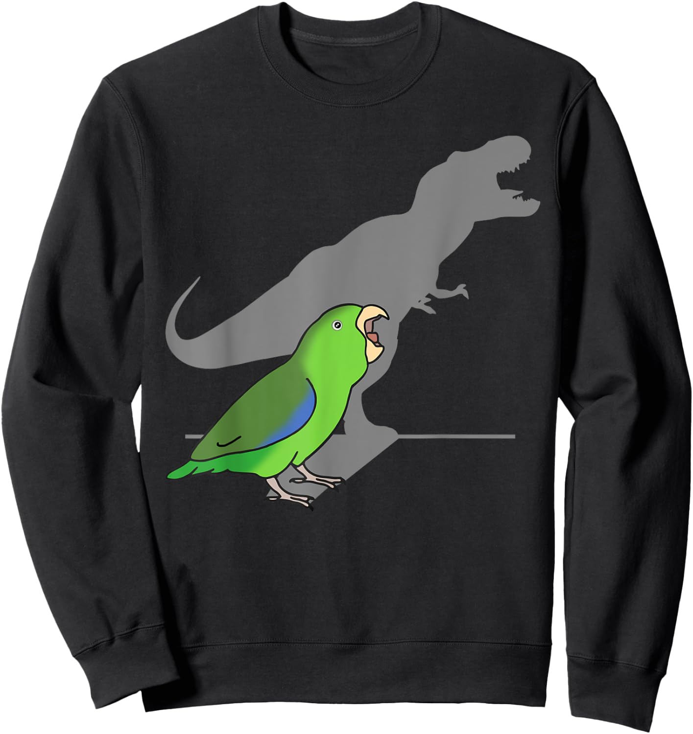 T-rex Green Parrotlet Cute Parakeet Funny Parrot Birb memes Sweatshirt - Sweatshirt | Black
