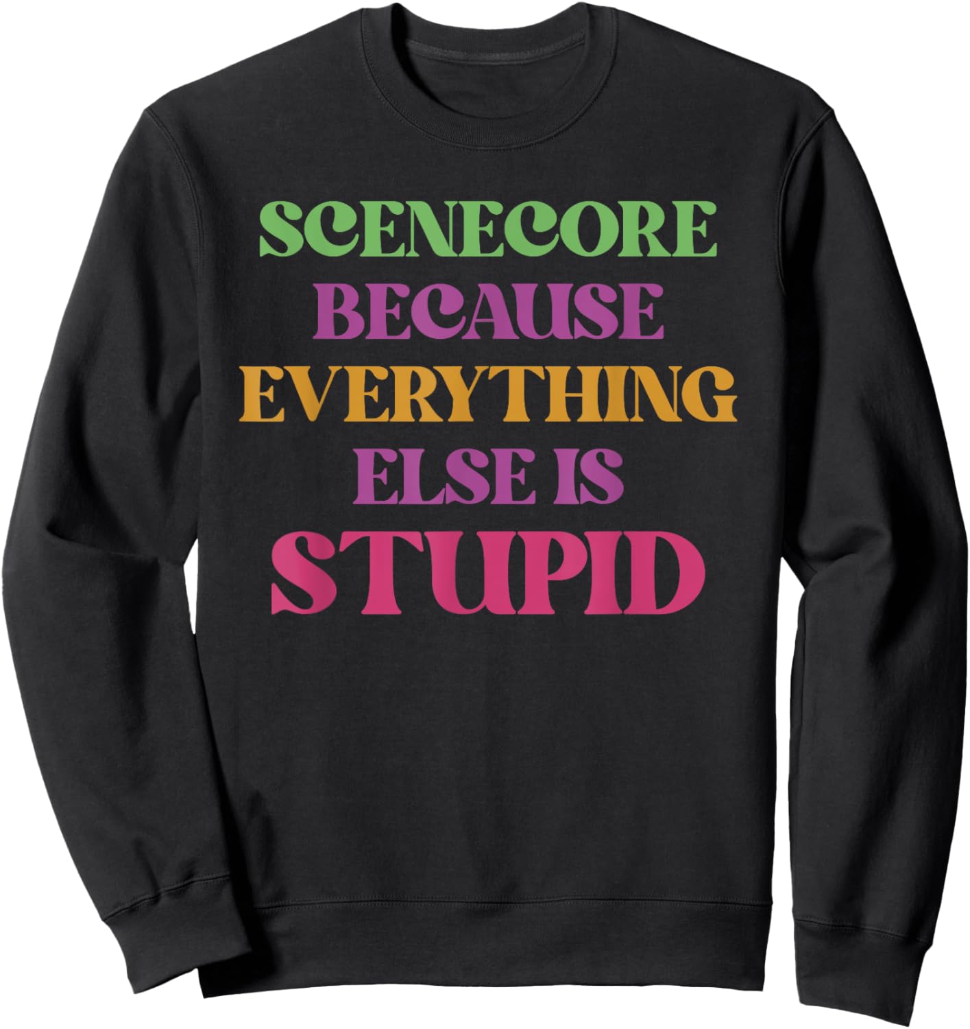 Scenecore Because Everything Else Is Stupid Apparel Sweatshirt - Sweatshirt | Black