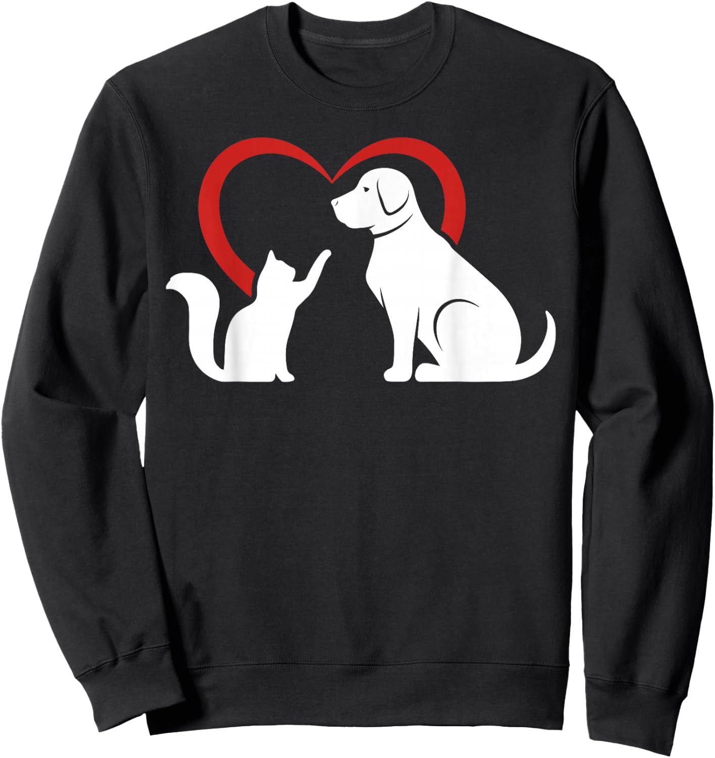 Dog Puppy and Baby Cat Heart - Animal Dog & Cat Sweatshirt - Sweatshirt | Black