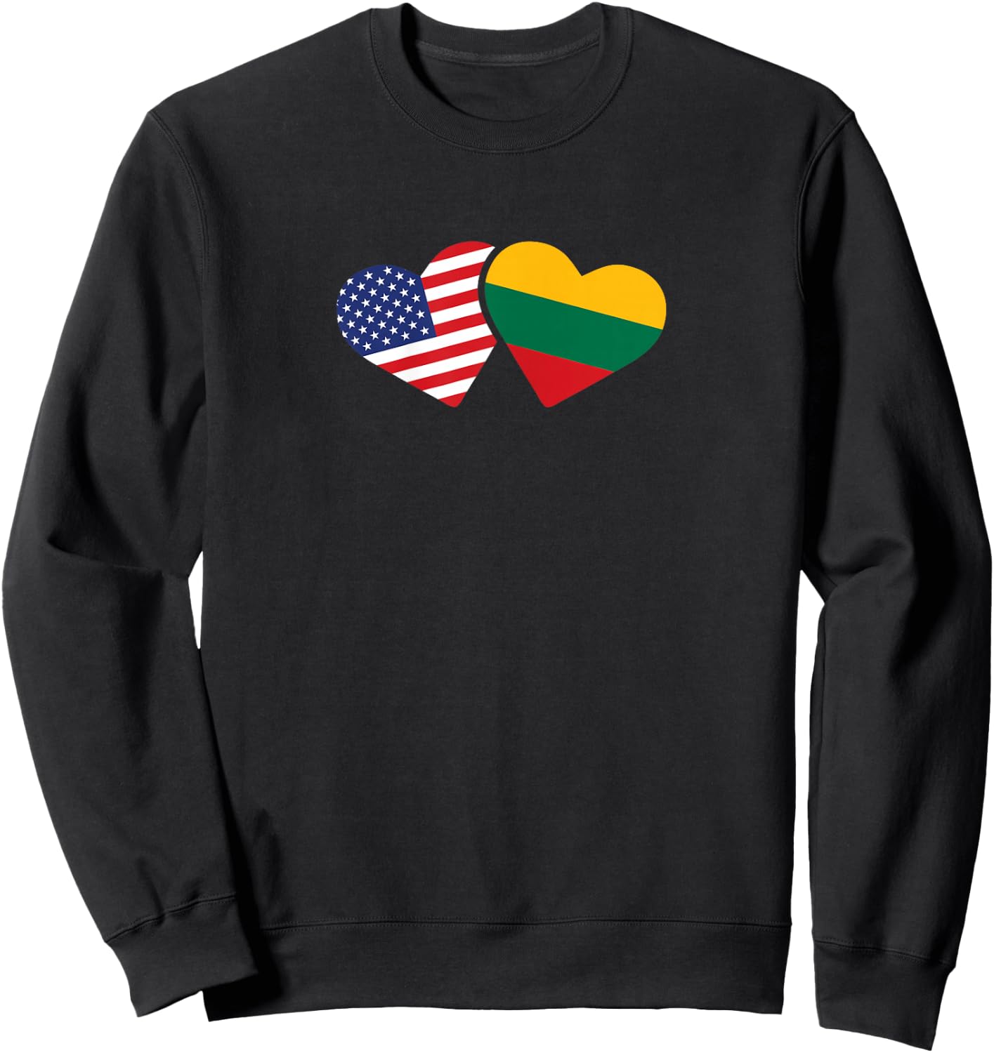 Lithuania USA Flag T Shirt Heart Lithuanian Americans Love Sweatshirt - Sweatshirt | Black