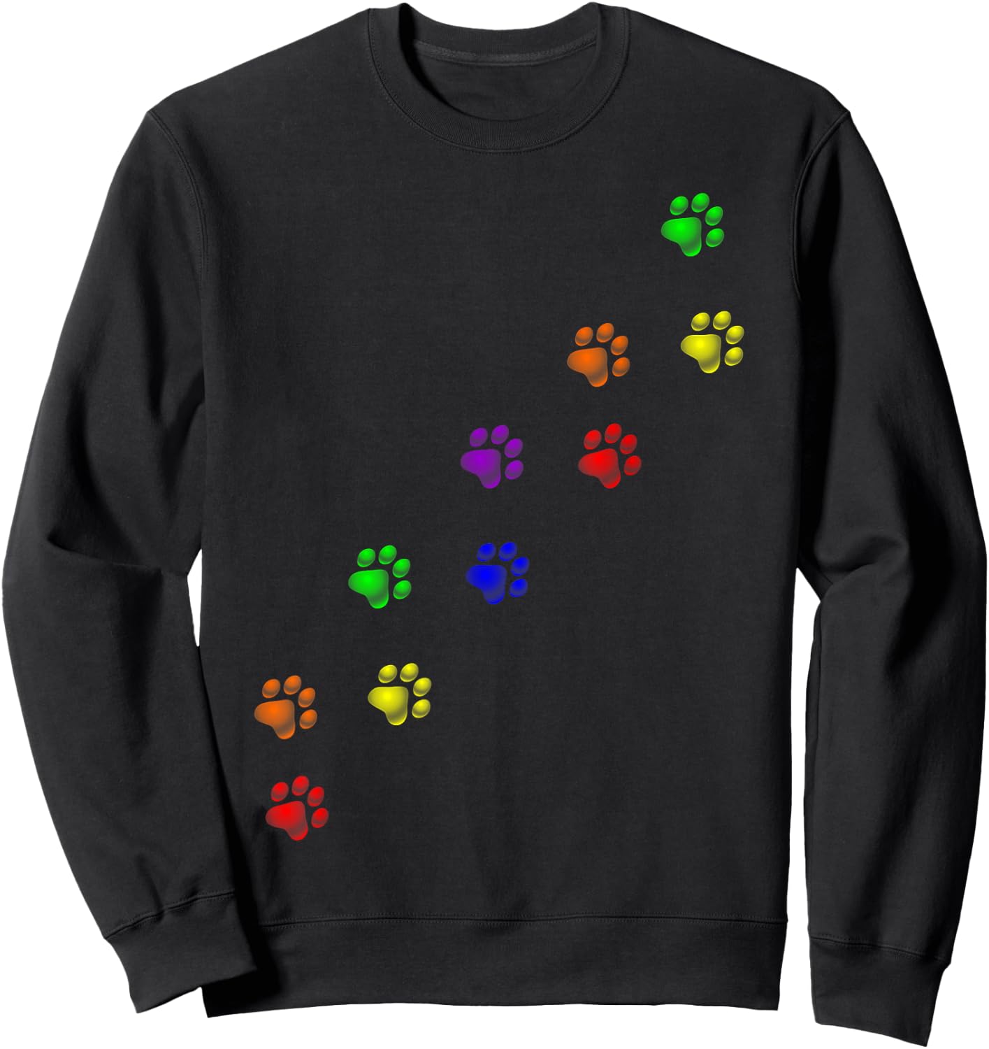 Rainbow Paw Prints Gay Pride Pet Dog Cat Owner Lover Men Women Sweatshirt - Sweatshirt | Black
