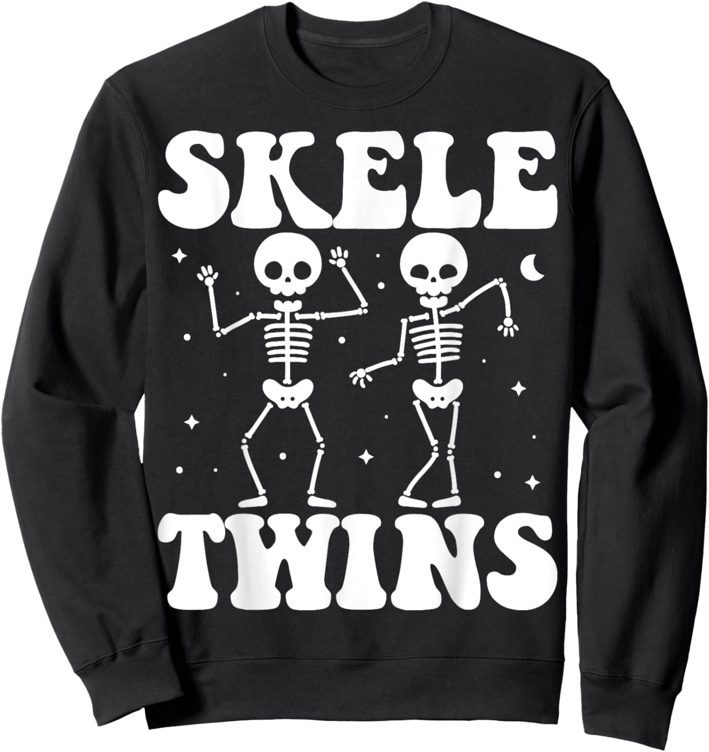 Funny Dancing Skeletons Twins Halloween Matching Skeletwins Sweatshirt - Sweatshirt | Black
